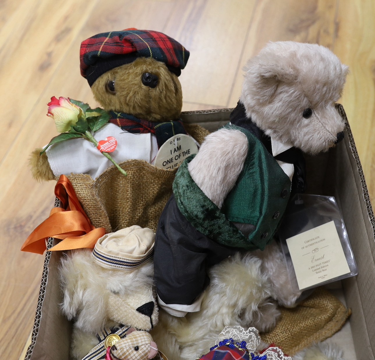 Eleven assorted modern limited edition bears and others including limited edition Steiff Buccaneer